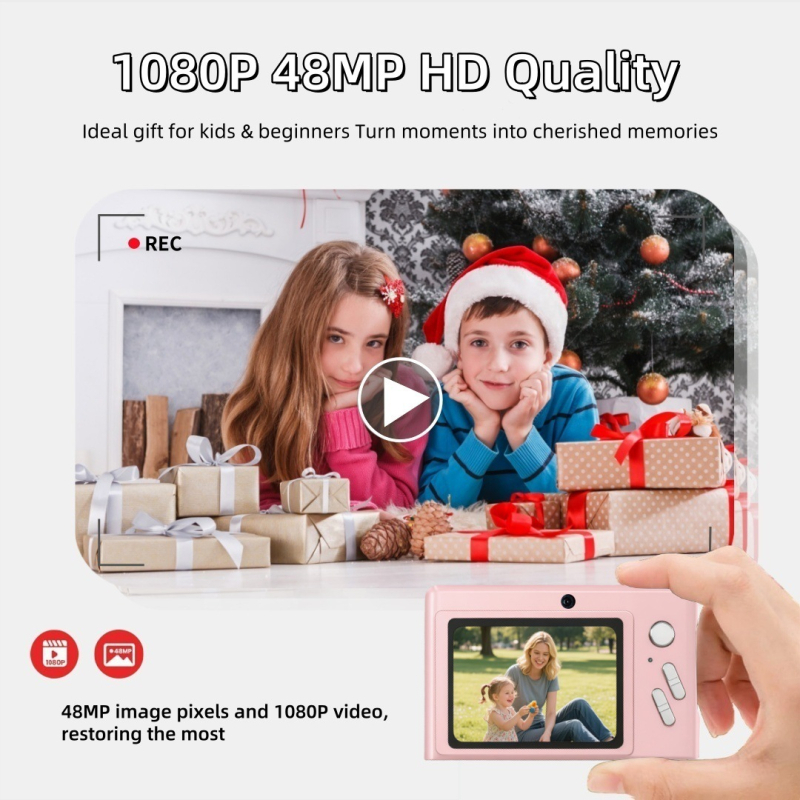 Ρετρό ψηφιακή κάμερα με διπλές κάμερες, CCD αισθητήρας 1/2.3 ιντσών, 8x οπτικό ζουμ, 2.4 ιντσών LCD οθόνη, αποθήκευση TF