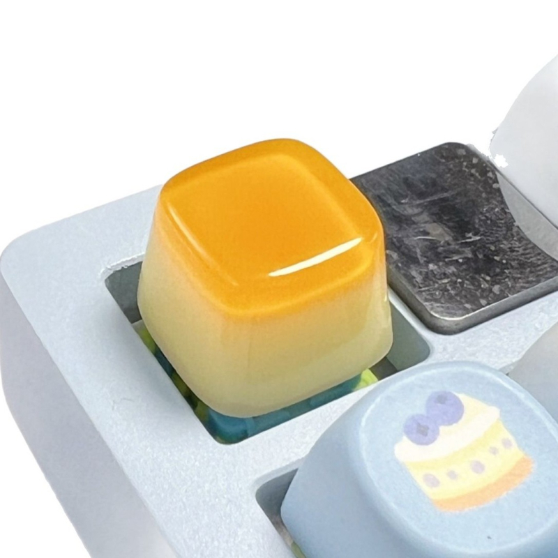 Персонализирана смолна keycap за механични клавиатури с Cross-stem – дизайн карамелен пудинг и манго желе, ръчна изработка, възможност за печат на лого, модел 59h