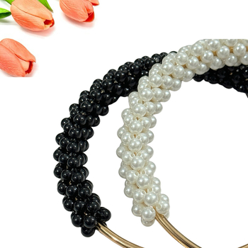 Μαργαριταρένια λαβή τσάντας για DIY υφαντές τσάντες — PVC υλικό, Άνοιξη 2025, στυλ φρέσκο και γλυκό, μονόχρωμο σχέδιο, εξαιρετικά ελαφρύ