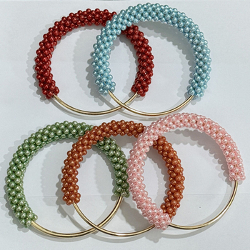 Μαργαριταρένια λαβή τσάντας για DIY υφαντές τσάντες — PVC υλικό, Άνοιξη 2025, στυλ φρέσκο και γλυκό, μονόχρωμο σχέδιο, εξαιρετικά ελαφρύ