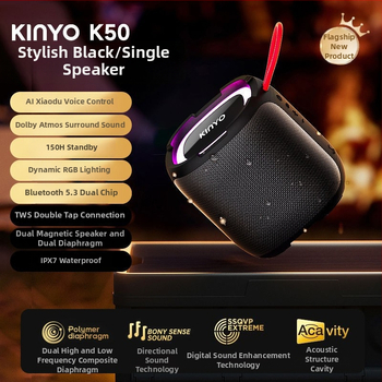 K50 inteligentný Bluetooth reproduktor IPX7 vodeodolný, 30W, zabudovaná batéria 4000–6000 mAh, frekvenčné rozpätie 20 Hz–20 kHz, Bluetooth 5.3