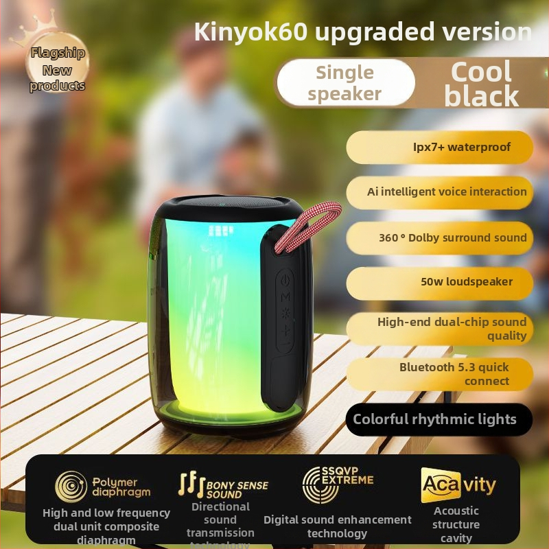 K50 inteligentný Bluetooth reproduktor IPX7 vodeodolný, 30W, zabudovaná batéria 4000–6000 mAh, frekvenčné rozpätie 20 Hz–20 kHz, Bluetooth 5.3