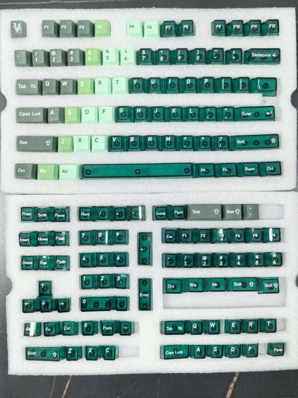 Комплект прозрачни клавишни капачки за механична клавиатура, PC+PBT, 154 капачки, персонализирана сублимация