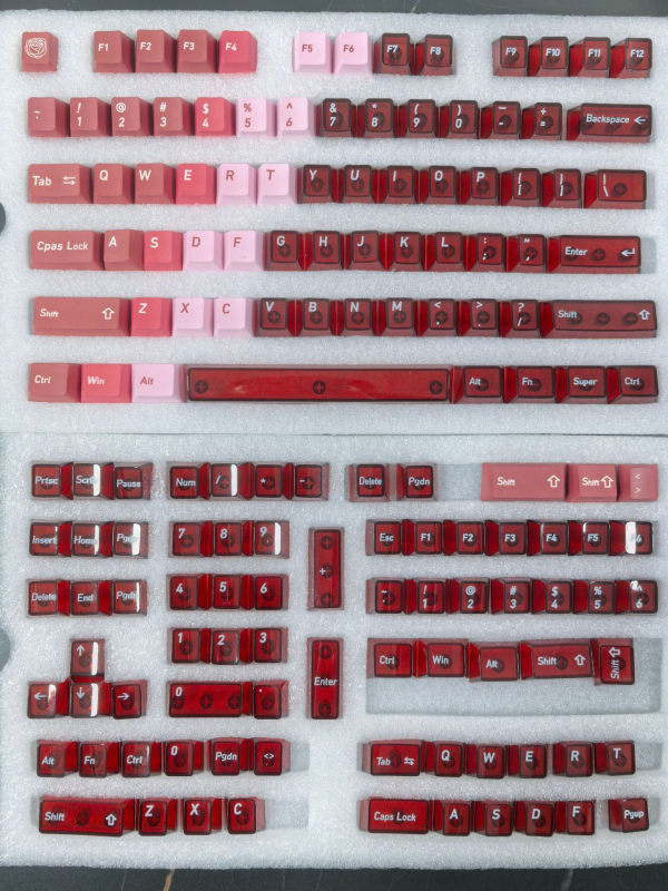 Комплект прозрачни клавишни капачки за механична клавиатура, PC+PBT, 154 капачки, персонализирана сублимация