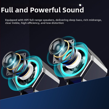 Datora skaļruņi ar USB barošanu, 2-kanālu galda skaņa, 3,5 mm ieeja, frekvencu diapazons 40 Hz–20 kHz, 3 W