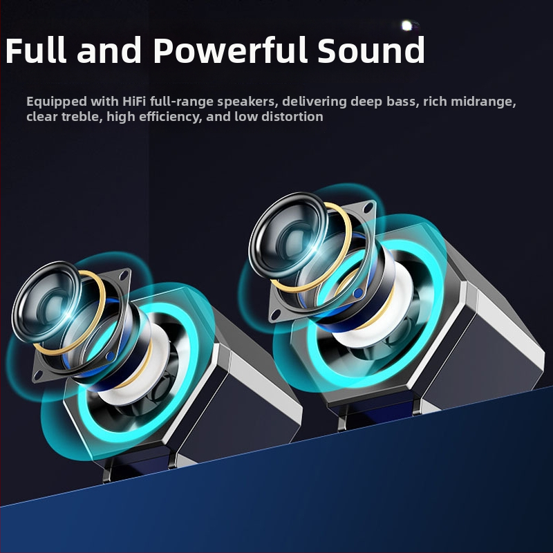 Datora skaļruņi ar USB barošanu, 2-kanālu galda skaņa, 3,5 mm ieeja, frekvencu diapazons 40 Hz–20 kHz, 3 W