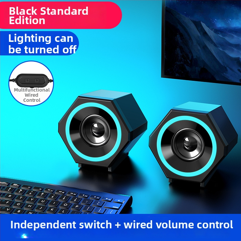 Datora skaļruņi ar USB barošanu, 2-kanālu galda skaņa, 3,5 mm ieeja, frekvencu diapazons 40 Hz–20 kHz, 3 W