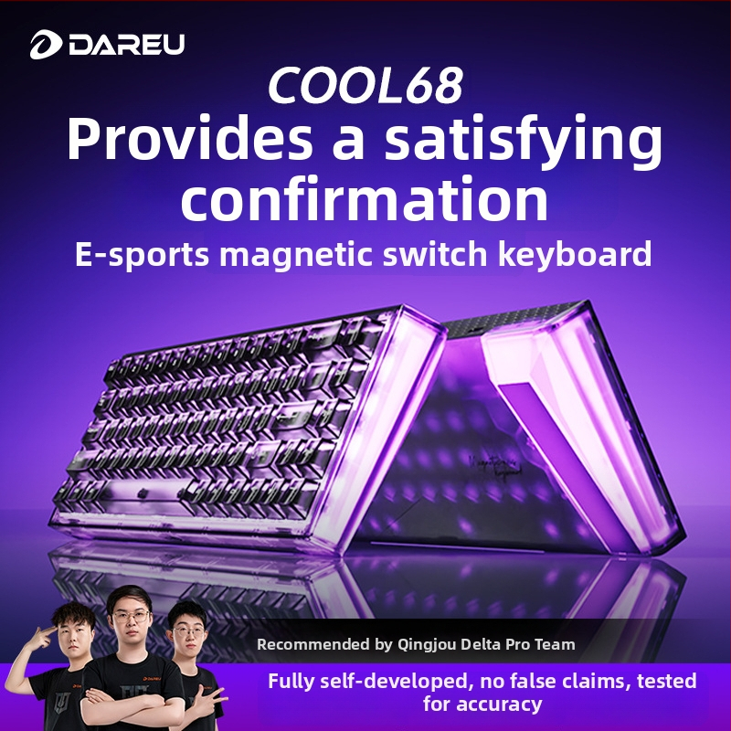 Mechanická klávesnica Daryou Cool68 s Reaper axis spínačmi, káblové pripojenie, RGB podsvietenie, dizajn gasket