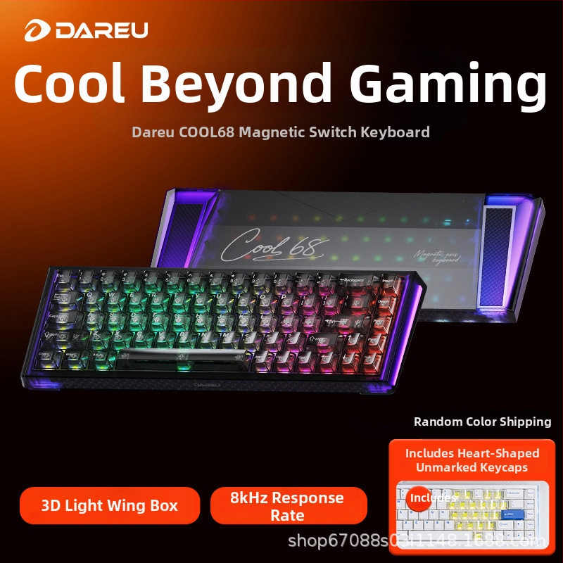 Mechanická klávesnica Daryou Cool68 s Reaper axis spínačmi, káblové pripojenie, RGB podsvietenie, dizajn gasket