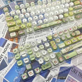 Ключове за механична клавиатура с тема „Късметлийска котка“, MOA петстранични клавиши PBT с ди-сублимация, 129 клавиша, DIY персонализация