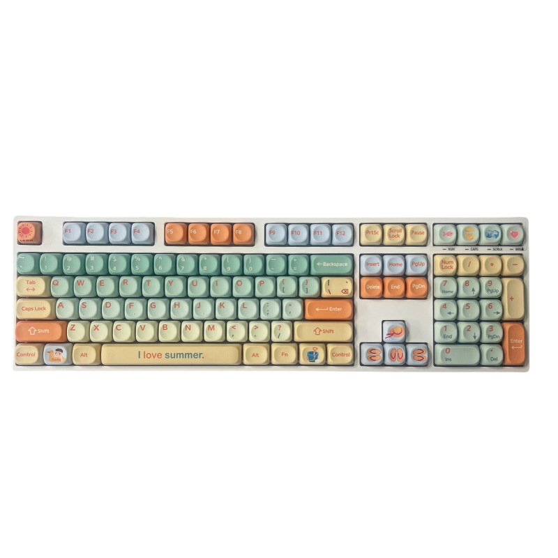 Ключове за механична клавиатура с тема „Късметлийска котка“, MOA петстранични клавиши PBT с ди-сублимация, 129 клавиша, DIY персонализация