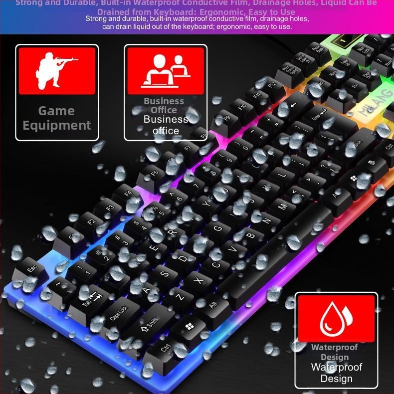 Кабелно гейминг комплект клавиатура и мишка с подсветка, USB, 1000 DPI, Glow set