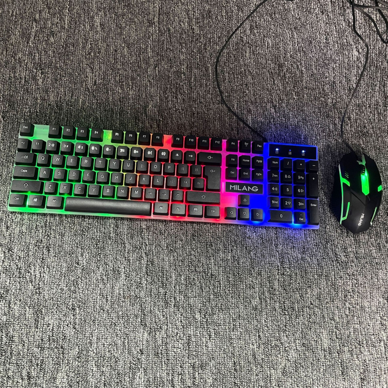 Кабелно гейминг комплект клавиатура и мишка с подсветка, USB, 1000 DPI, Glow set