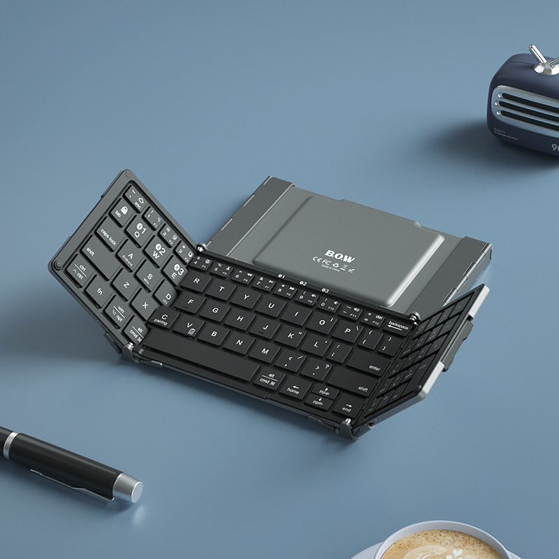 HB166 trostruko sklopiva Bluetooth tipkovnica – 79 tipki, punjiva, povezuje do 3 uređaja Bluetoothom, ABS