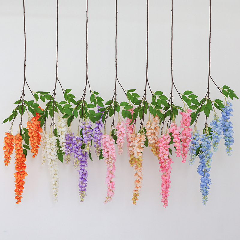 Cvjetne grančice - umjetna glicinija (wisteria), svilenkasti cvjetovi, injekcijsko oblikovanje; brend Flowers qianyun; za vjenčanja, vanjsku upotrebu, rekvizite za fotografiju i kućnu dekoraciju.