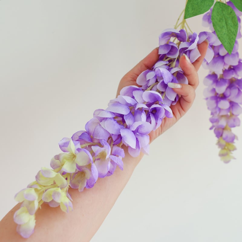 Cvjetne grančice - umjetna glicinija (wisteria), svilenkasti cvjetovi, injekcijsko oblikovanje; brend Flowers qianyun; za vjenčanja, vanjsku upotrebu, rekvizite za fotografiju i kućnu dekoraciju.