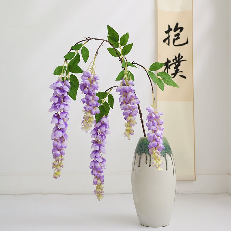 Cvjetne grančice - umjetna glicinija (wisteria), svilenkasti cvjetovi, injekcijsko oblikovanje; brend Flowers qianyun; za vjenčanja, vanjsku upotrebu, rekvizite za fotografiju i kućnu dekoraciju.