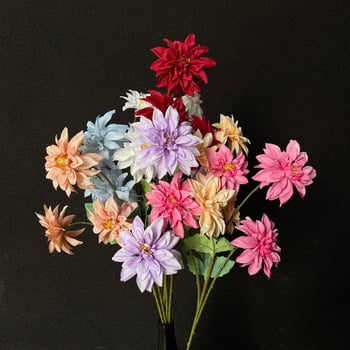 Τεχνητό λουλούδι Ντάλια από μετάξι, τεσσάρων κεφαλών, διακόσμηση γάμου, εξωτερική χρήση, αξεσουάρ φωτογράφισης και διακόσμηση σπιτιού