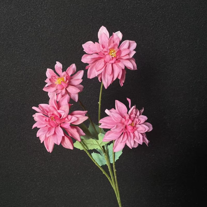 Τεχνητό λουλούδι Ντάλια από μετάξι, τεσσάρων κεφαλών, διακόσμηση γάμου, εξωτερική χρήση, αξεσουάρ φωτογράφισης και διακόσμηση σπιτιού