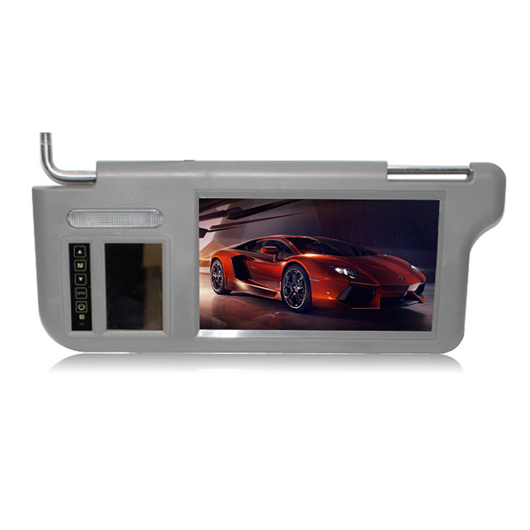 Display plafon auto pentru vizieră solară, cu prioritate imaginii de mers înapoi și oglindă de machiaj — Carl TFT LCD, 800x480, intrare AV, model BK-20211104