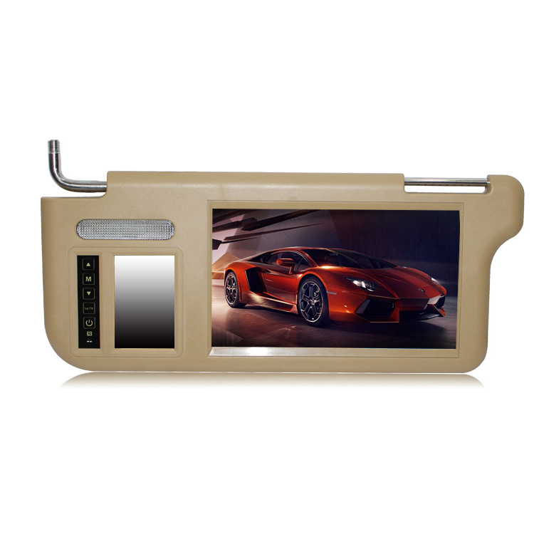 Display plafon auto pentru vizieră solară, cu prioritate imaginii de mers înapoi și oglindă de machiaj — Carl TFT LCD, 800x480, intrare AV, model BK-20211104