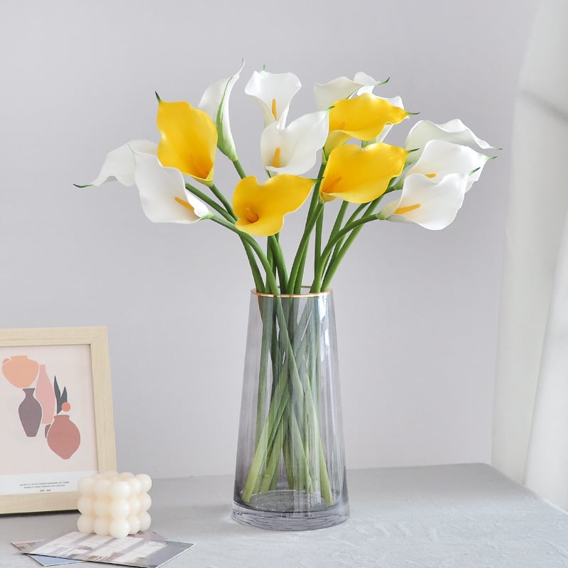 Umjetna Calla Lily - Jedna grana, 3D ispis, vjenčani rekviziti i rekviziti za fotografiju, kućna dekoracija