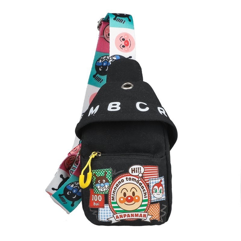 Platnena torbica s printom crtani likovi - crossbody torbica preko ramena, najlon podstava, zatvarač, skriveni džep, meka tekstura, ljeto 2024 izdanje