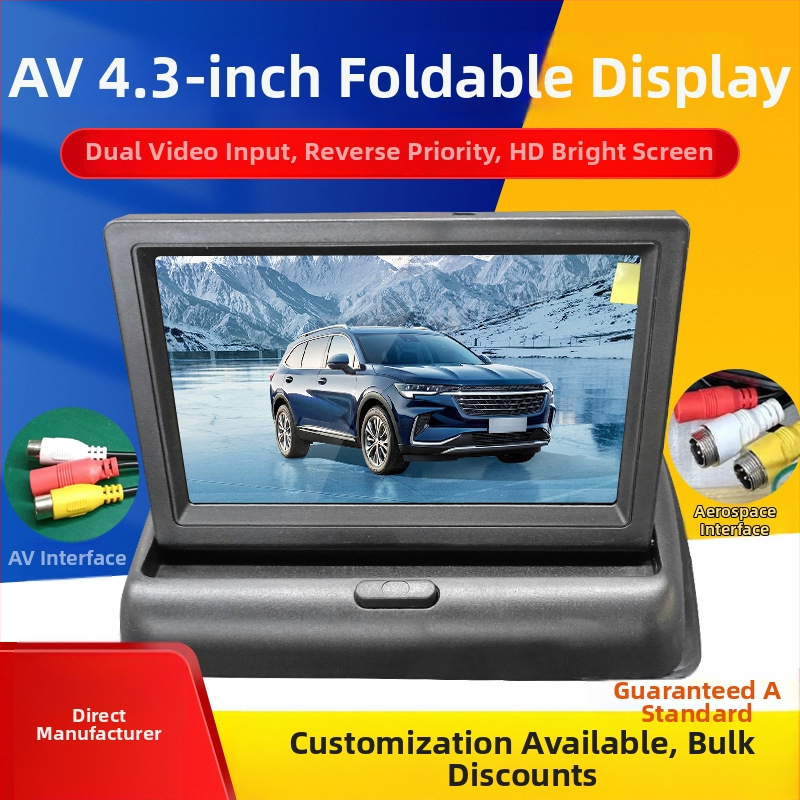 Display LCD pentru mașină, model pliabil de 4,3 inch, ecran LCD, rezoluție 480x272, intrare bidirecțională