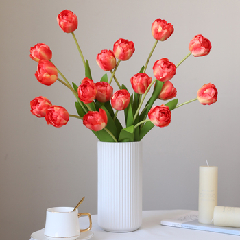 Изкуствен букет лалета от коприна — за сватби, външни събития, реквизит за снимки и домашна декорация