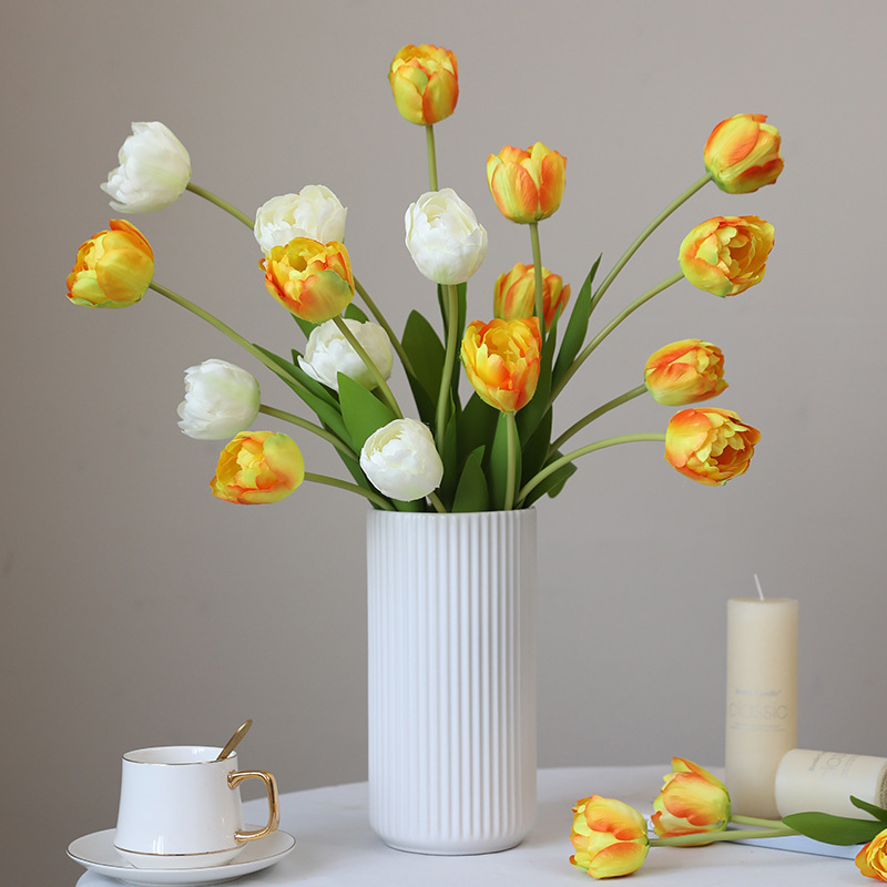 Изкуствен букет лалета от коприна — за сватби, външни събития, реквизит за снимки и домашна декорация