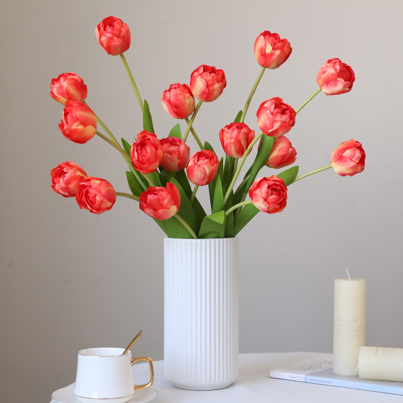 Изкуствен букет лалета от коприна — за сватби, външни събития, реквизит за снимки и домашна декорация