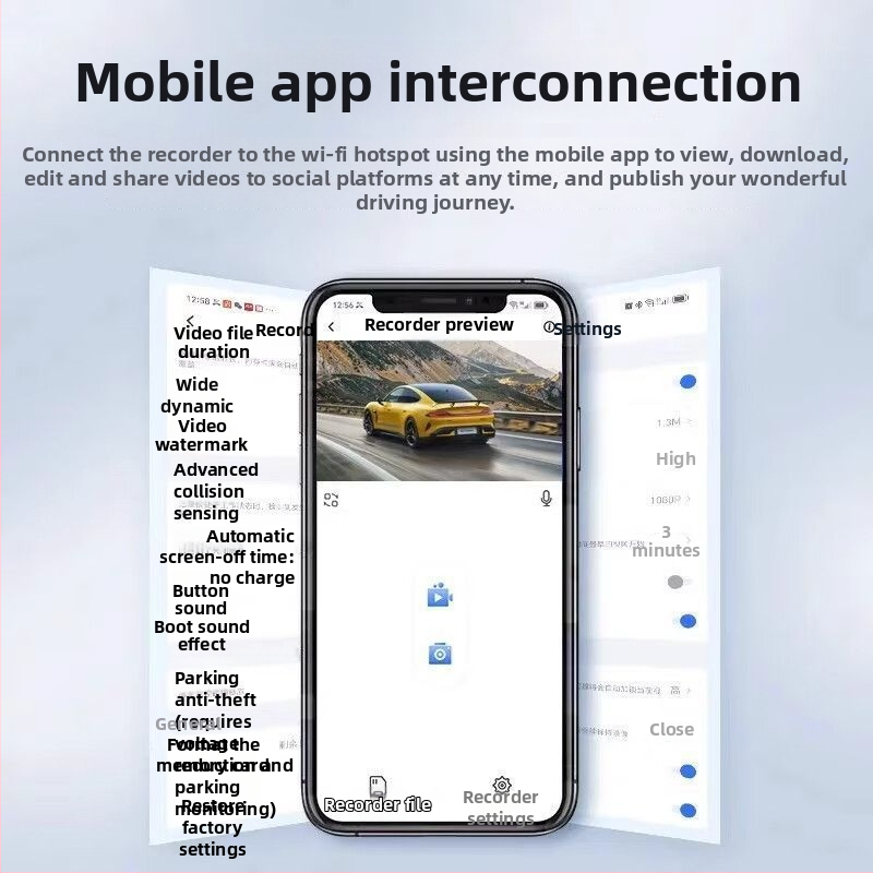 Automobilový DVR s tromi obrazovkami a 360° panorámou, 4K rozlíšenie, 5 MP fotografie, 2,5-palcový displej