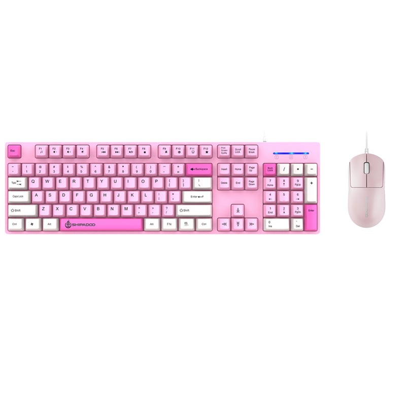 Set tipkovnice i miša za djevojke, žični USB spoj, optički senzor 1000dpi, ergonomski dizajn, vodootporan, kabel duljine 1,5 m
