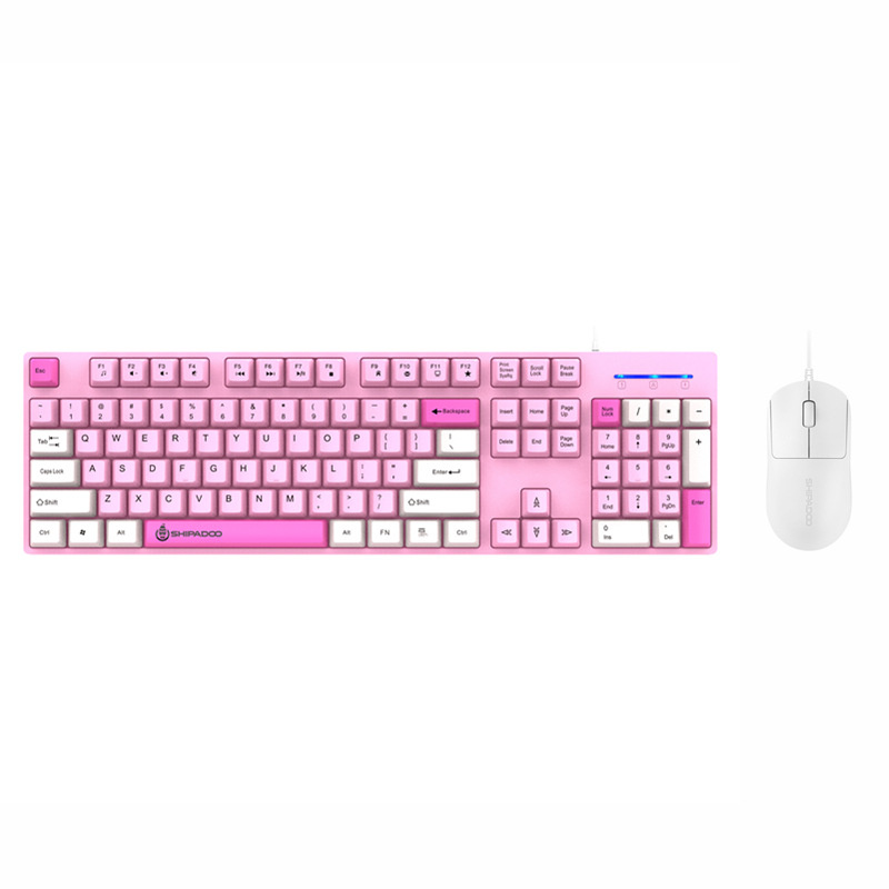 Set tipkovnice i miša za djevojke, žični USB spoj, optički senzor 1000dpi, ergonomski dizajn, vodootporan, kabel duljine 1,5 m