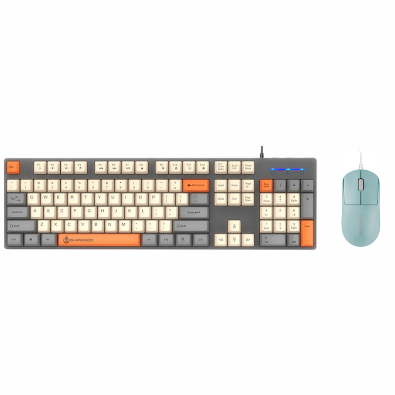 Set tipkovnice i miša za djevojke, žični USB spoj, optički senzor 1000dpi, ergonomski dizajn, vodootporan, kabel duljine 1,5 m