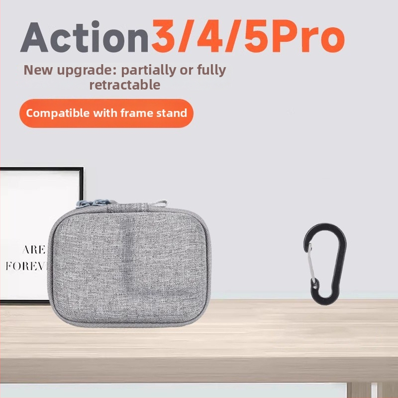 Shadowstone taška na kameru pre DJI Action 5 Pro/4/3 a GoPro 13/12 — PU materiál, vodeodolná, odolná voči opotrebeniu, jednofarebná, taška typu clutch