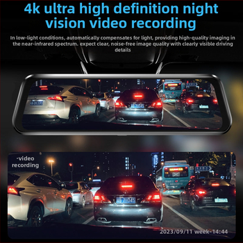 Патриот автомобилен видеорегистратор 4K с двойна леща, изображение за заден ход, сензорен екран и свързаност към мобилно приложение, поддръжка на SD карта