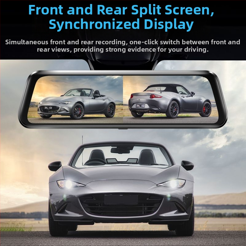 Патриот автомобилен видеорегистратор 4K с двойна леща, изображение за заден ход, сензорен екран и свързаност към мобилно приложение, поддръжка на SD карта