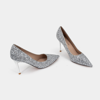 Γαμήλιες γόβες υψηλού τακουνιού με μυτερό άκρο, λεπτό τακούνι, σόλα καουτσούκ, ύψος τακουνιού άνω των 8 cm