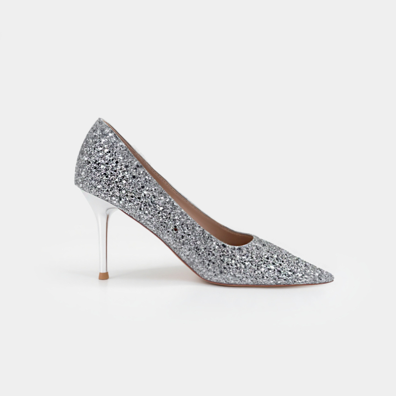 Γαμήλιες γόβες υψηλού τακουνιού με μυτερό άκρο, λεπτό τακούνι, σόλα καουτσούκ, ύψος τακουνιού άνω των 8 cm