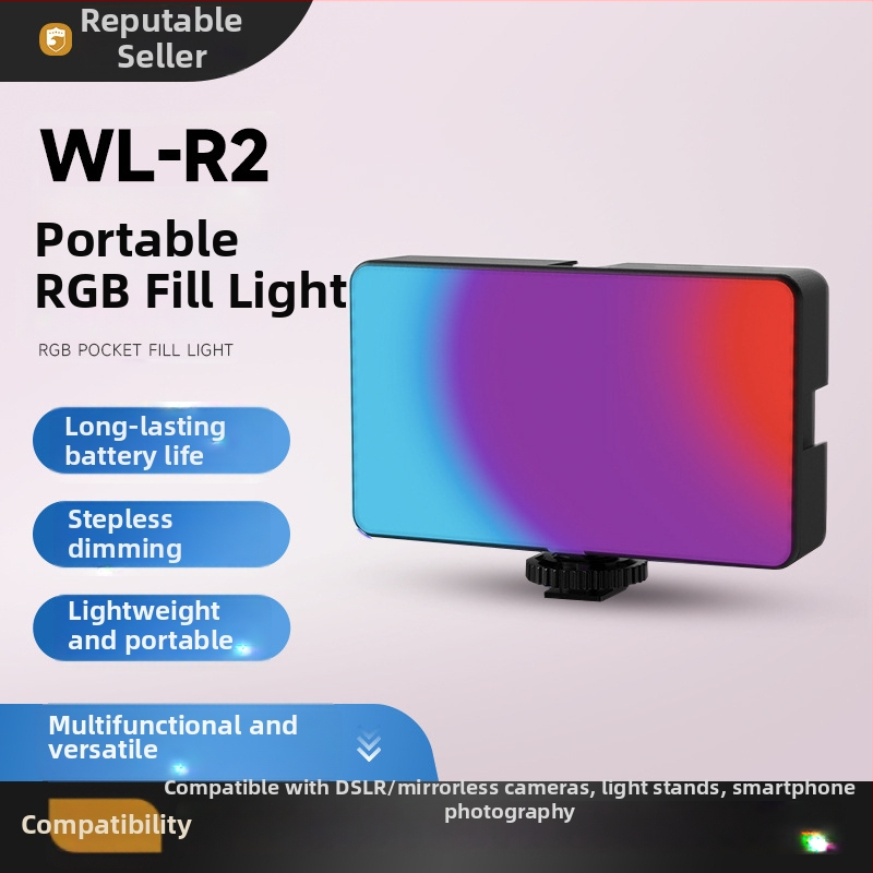 LED dopĺňajúce svetlo pre fotografovanie, vreckové LED svetlo, ambientné svetlo, zvislý režim, hot-shoe pripojenie, 5V, menej ako 10W, tri možnosti teploty svetla