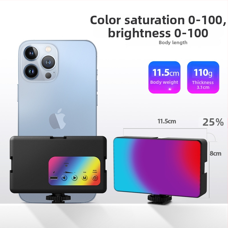 LED dopĺňajúce svetlo pre fotografovanie, vreckové LED svetlo, ambientné svetlo, zvislý režim, hot-shoe pripojenie, 5V, menej ako 10W, tri možnosti teploty svetla