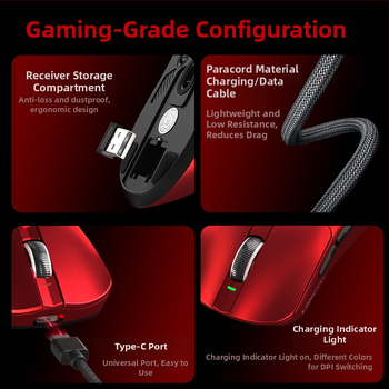 Гейминг мишка M8 с три режима свързване, 6 клавиши, тегло 70 g, кабел 1,5 m, ергономичен дизайн, plug-and-play