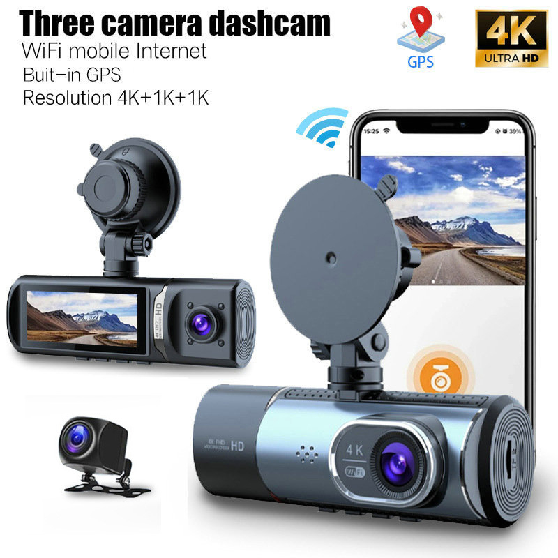4K auto DVR s Wi-Fi povezivanjem na telefon, Starlight noćni vid, dvostruko snimanje, četverokanalno snimanje