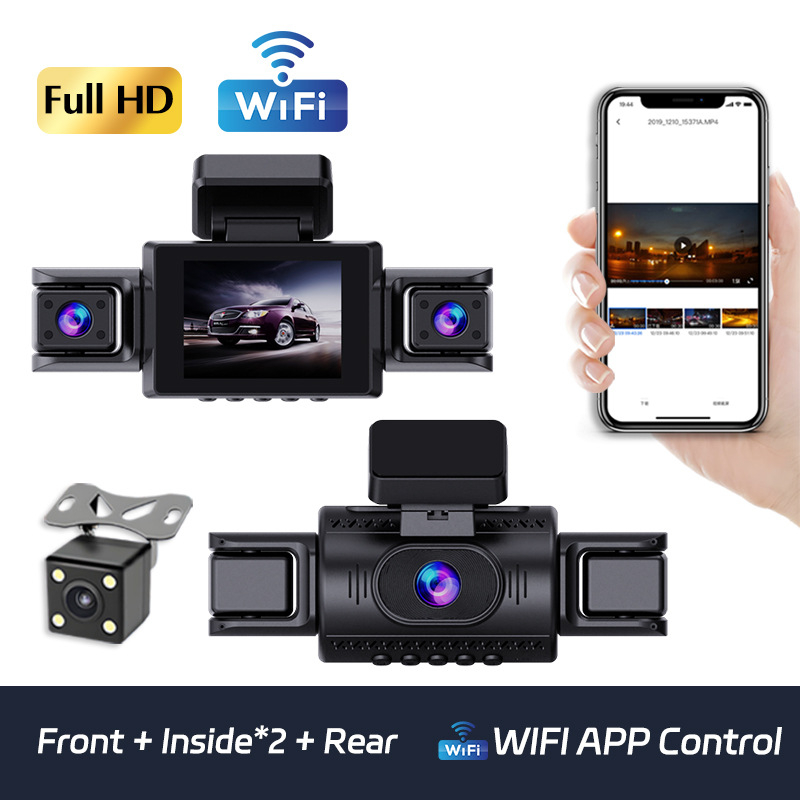 4K auto DVR s Wi-Fi povezivanjem na telefon, Starlight noćni vid, dvostruko snimanje, četverokanalno snimanje