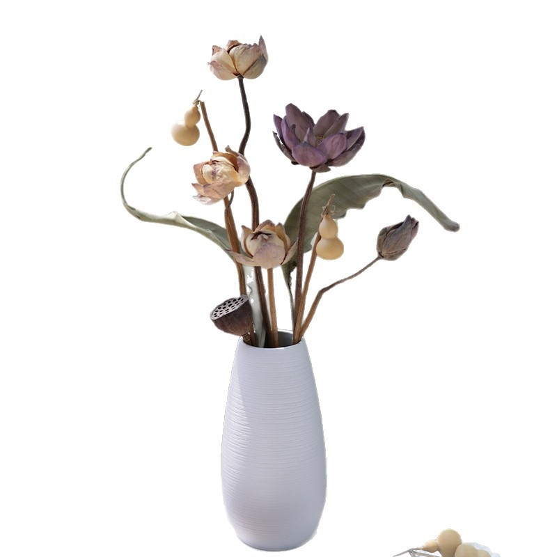 Лотос сушени цветя — букет с реални цветя за дневна, вазова украса, въздушно изсушени листа, естествен китайски стил. Тип: Цветя; Марка: Qirong; Боядисани; Сорт: Ailian dried flower combination 003