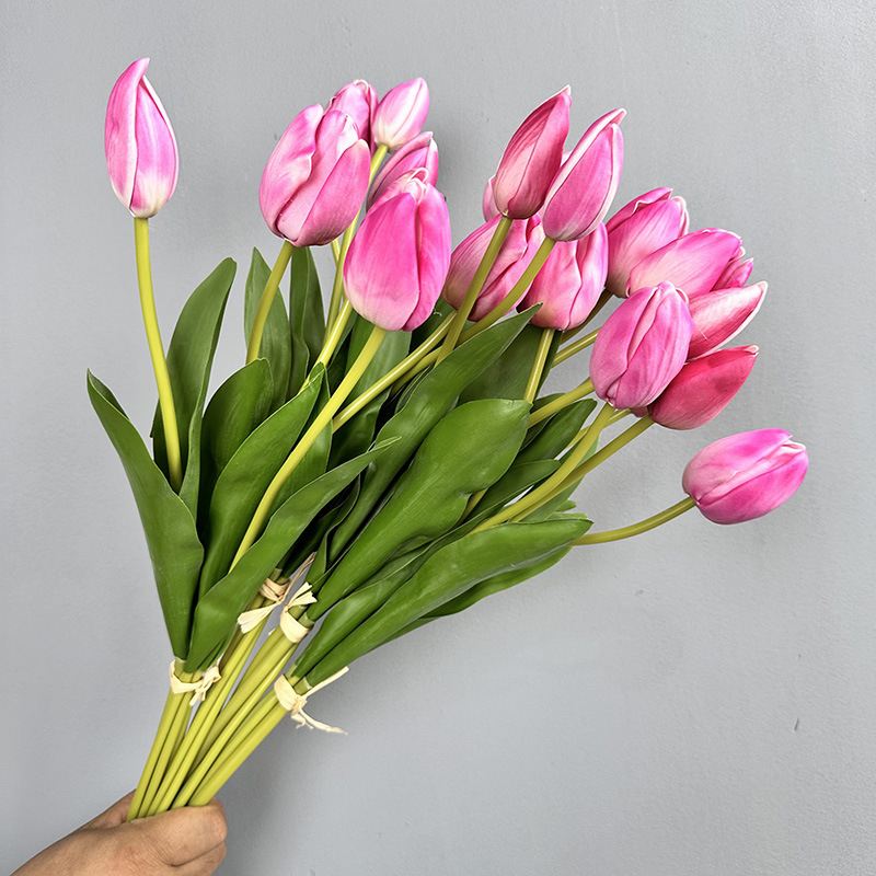 PU tulipan buket umjetnih cvjetova — stiliziran, reljefan, injekcijsko oblikovanje, za vjenčanja, vanjsku upotrebu, rekvizite za fotografiju i kućnu dekoraciju
