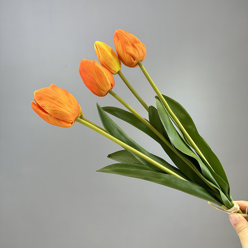 PU tulipan buket umjetnih cvjetova — stiliziran, reljefan, injekcijsko oblikovanje, za vjenčanja, vanjsku upotrebu, rekvizite za fotografiju i kućnu dekoraciju