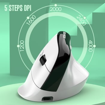 H5 vertikalni optički miš s dvostrukim bežičnim režimom (Bluetooth i 2,4 GHz), 4000 DPI, 6 tipki, punjiv