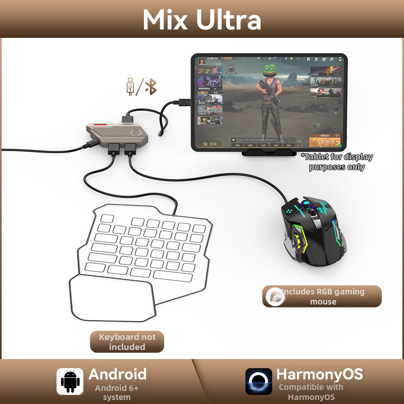 Jiaying Mix Ultra Prenosný konvertor klávesnice a myši pre mobilné hry — TYPE-C kábel, ABS plášť, kompatibilný s Android telefónmi a tablety, elitná úroveň hrania, pre jedného používateľa